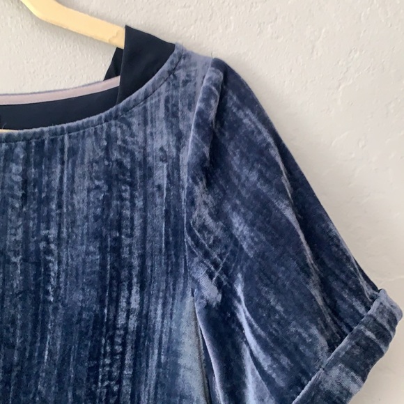 Anthropologie Floreat Crushed Blue Velvet Dress - Picture 3 of 5